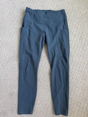 Fabletics Slate-Blue High Waist Leggings with Side Pockets